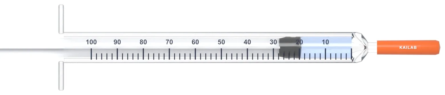 1 mL U-100 insulin syringe filled to 20 units