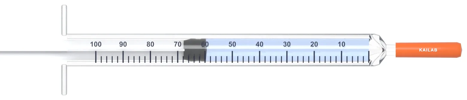1 mL U-100 insulin syringe filled to 60 units