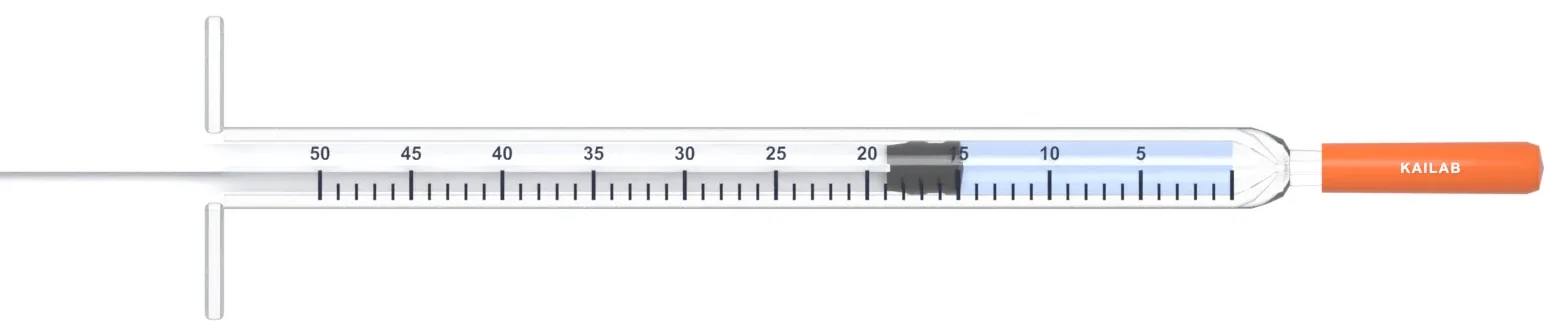0.5 mL U-100 insulin syringe filled to 15 units